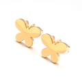 Minimalist golden butterfly stud earrings in polished stainless steel for women - Butterfly Shape Gold (KE51785-K)