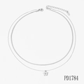 Silver double layered necklace with snake chain and zircon star pendant for women - Silver Double Layer Flower Pendant (PD1784)