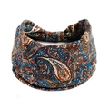 Bandeau élastique en coton avec motif Paisley en tons bleu roi et orange - Bleu Royal Orange Paisley (#103)