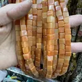 Perles carrées en pierre naturelle orange pour création de bijoux DIY à la main - 4x4mm (Environ 38cm Fil) / Aventurine rouge