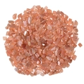 Irregular peach orange sunstone chips for DIY beaded jewelry making, top view on white - Sunstone
