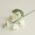 Handmade crochet white flower bouquet with green leaf for Teacher's Day gift - Forget-Me-Not (5-Head Single) / White