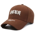Dark brown baseball cap featuring 3D white embroidered FOUR lettering in cotton twill - Adjustable / Coffee