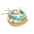 Bohemian multilayer bracelet set featuring baroque pearls, clay beads, and golden cuban links - Multilayer Stacked Style (TZS240104)