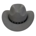 Gray western cowboy hat with black leather band and silver star studs for men and women - M (56-58cm) / Grey (G)