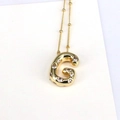 Polished 18k gold pendant necklace featuring a 3D bubble letter G with zircon stones - Letter G