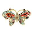 Elegant gold butterfly brooch featuring vibrant colorful crystals and enamel finish - KC0099 Gold