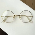 Detail of vintage round metal glasses with gold frames and clear anti-slip ear hooks - Gold Frame White Lens (Clear Tips)