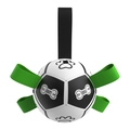 Ballon de football pour chien avec sangles en nylon et poignée pour le jeu interactif - Style Empreinte de Dessin Animé / Jouet de Football 15cm + Accessoire Pompe à Air