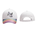 Weiße Kinder Einhorn Kappe mit Regenbogen Pailletten Schirm und Klettverschluss - Weiß (Einhorn)