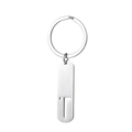 Stainless steel keychain with polished silver bar tag and hollow letter T pendant - Letter T