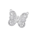 Detailed view of silver bow-shaped pendant with cubic zirconia and marquise center stone - VD1475 Butterfly-Silver