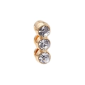 Gold vertical earring featuring three sparkling round-cut crystals in a sleek metallic setting - Three Stone Vertical Style / Rectangular Hole 10*2mm / Gold