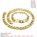 Polished titanium steel curb chain size guide showing various lengths and weights - Gold 3:1 NK Chain