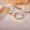 Two-tone mixed gold and silver hoop earrings on natural stone with soft shadows - Inner Diameter 18mm / Two Colors