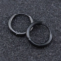 Classic stainless steel hoop earrings in matte black finish with snap closure - 2.5*8mm / Black