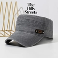 Berretto militare classico grigio scuro in cotone lavato stile vintage per uomo - Grigio