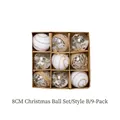 9-piece 8cm Christmas ball set with burlap and reindeer motifs in a grid box - Style B 9pcs / 8cm