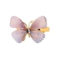 Exquisite Schmetterlings-Haarspange mit lila Flügeln und goldenem Metallkörper - Violett mit Goldtextur