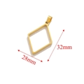 Gold rhombus pendant frame for DIY jewelry with dimensions 32mm by 28mm - Long Rhombus / Gold