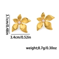 Golden flower earrings with white pearl center, size 3.1cm by 3.4cm, stainless steel metal - Gold Flower Pearl Decor Earring (E0740)