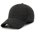 Winterliche anthrazitgraue Baseballkappe für Herren mit Ohrenschutz aus dickem Wollstoff - Verstellbar / Grau