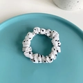 Retro French scrunchie with classic black and white polka dot pattern on a soft fabric - 1# White Polka Dot