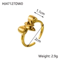 Anello aperto a fiocco in acciaio inossidabile dorato, larghezza 1,1cm, lucido - Stile Fiocco a Farfalla 3D (HJ47127DW0)