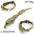 Vintage gouden tijgerkop armband van roestvrij staal in platte en gesloten weergave - Antiek Goud (KB152705-KJX)