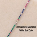 Collier tennis arc-en-ciel fini or blanc serti de zircons cubiques colorés de 2 mm - Zircon Arc-en-Ciel (2mm) - Plaqué Or Blanc