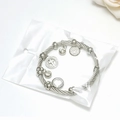 Bracciale a cavo argento con ciondolo a croce e perline di cristallo in confezione - Oro 18K / Color Acciaio