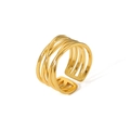 Detailed view of the 18K gold-plated stainless steel multi-layer open ring - Five-layer Cross Style (TR4140)