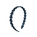 Detail of dark blue matte acrylic headband featuring a continuous small flower design - Dark Blue
