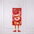 Christmas hanging flag with cartoon reindeer and golden Merry Christmas text for doors - Red Reindeer