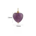 Ciondolo a cuore in pietra naturale viola 13mm con gancio dorato per gioielli DIY - Ametista