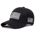 Gorra de béisbol negra de algodón con bandera de EE. UU. bordada estilo vintage - Negro
