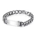 Retro stainless steel Cuban chain bracelet featuring skull cross motifs and zircon stones - Retro Engraved ID Tag (KB112538-BD)