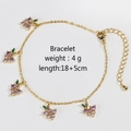 Detail view of golden grape bracelet with purple zircon and measurement specs - Golden Grape Bracelet