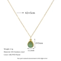 Detailed dimension guide for 18K gold plated necklace with green teardrop stone pendant - Green