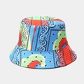 Close-up of vibrant tie-dye paisley print and detailed stitching on the reversible bucket hat - M (56-58cm) / High Saturation Multi-color Paisley