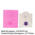 Spider web silicone fondant mold for Halloween cake decorating with size dimensions - Style 1 Spider Web / Pink