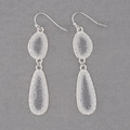 Silver irregular double teardrop crystal earrings with hammered metal texture design - Silver Frame Glitter Silver (EA088-4银)