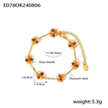 Bohemian titanium steel bracelet with orange and brown glass flower beads and 16+5cm chain - Orange Bracelet