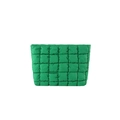 Chic green quilted puffy makeup bag with square stitching and soft nylon texture - Green