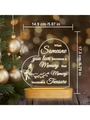Detail of warm LED night light featuring engraved bird on acrylic with wooden base - Blessings 1