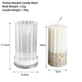 Cylindrical ribbed plastic candle mold with white striped wax finish for DIY aromatherapy - Round Coarse Tooth 5x10cm