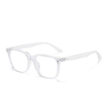 Trendy transparent square frame sunglasses featuring silver rivet details for men and women - Transparent White Frame Blue Light Blocking C15