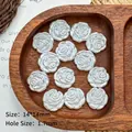 Detailed view of 14mm white resin rose beads with 1.7mm hole for jewelry making - White Rose (14*14mm)