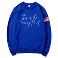 Royal blue unisex hoodie featuring 'This is the Turning Point' print and American flag - Blue
