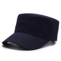 Berretto piatto blu scuro da uomo con ricamo SPORT e visiera con cuciture di rinforzo - Stile ricamo SPORT / Blu Navy SPORT